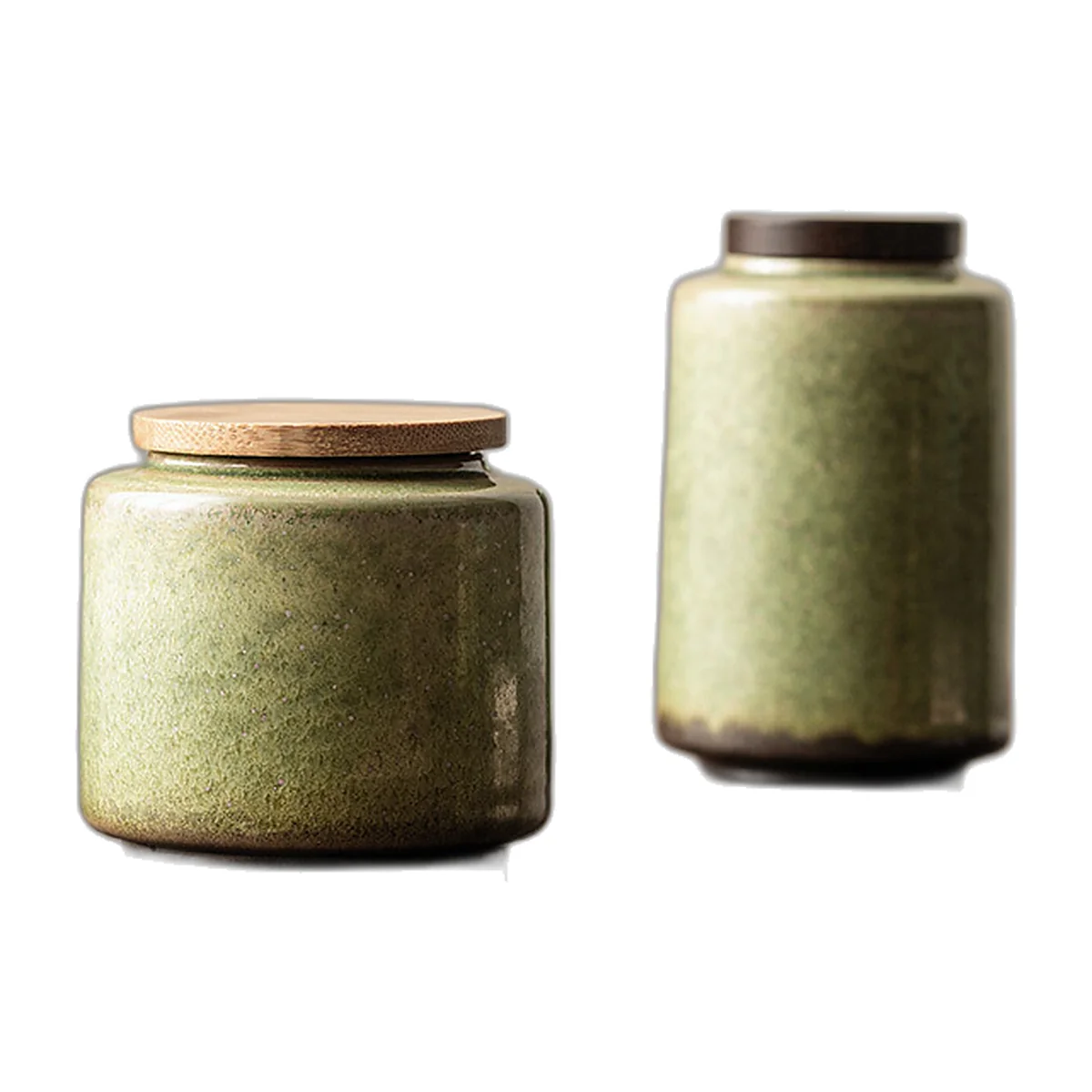 Boîte à thé en céramique vert céladon, couvercle bois, 240 ml — photo 6 sur 6