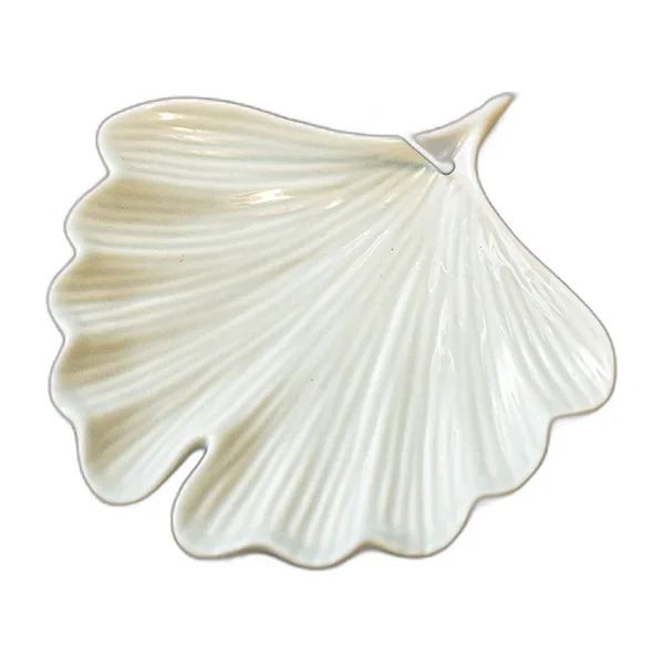Porte-encens en céramique céladon en forme de feuille de ginkgo