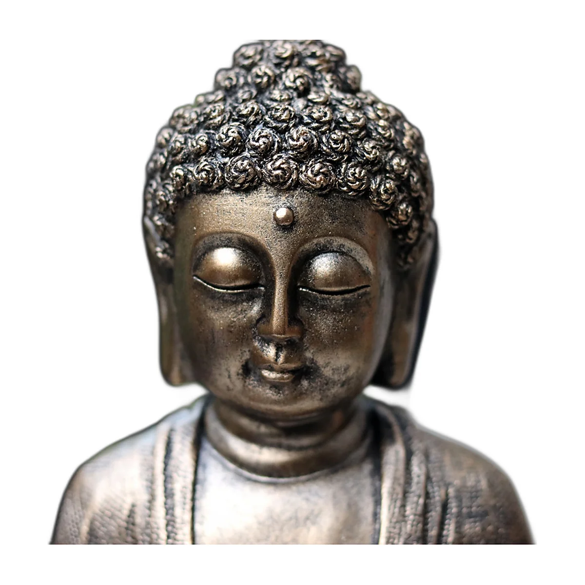 Statuette de bouddha en méditation, résine patinée bronze — photo 5 sur 5