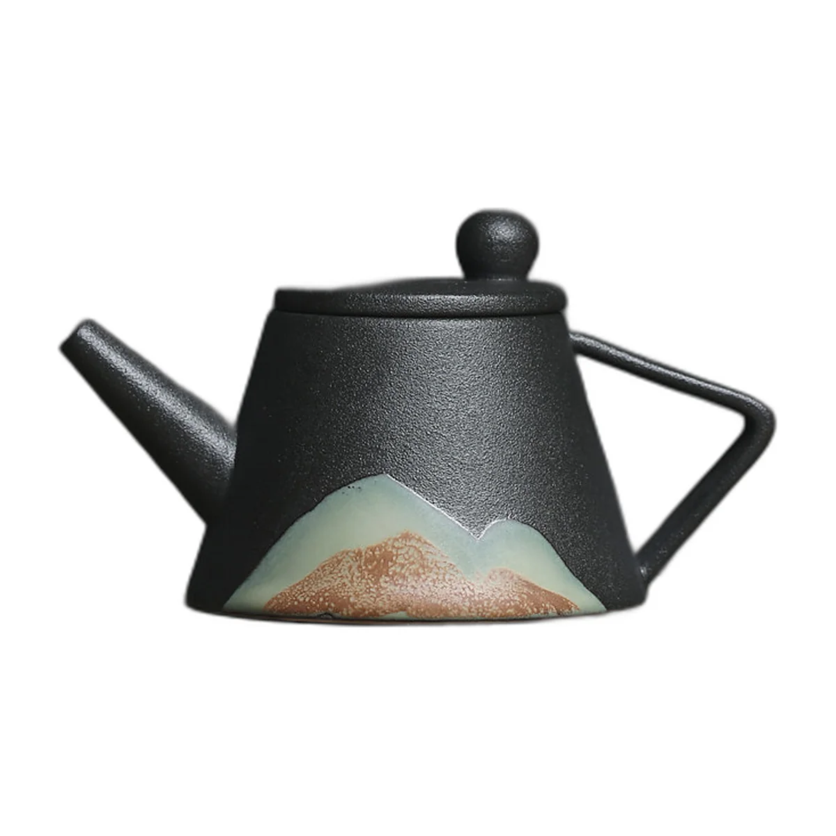 Théière en céramique grès, décor montagne, filtre intégré — photo 4 sur 7